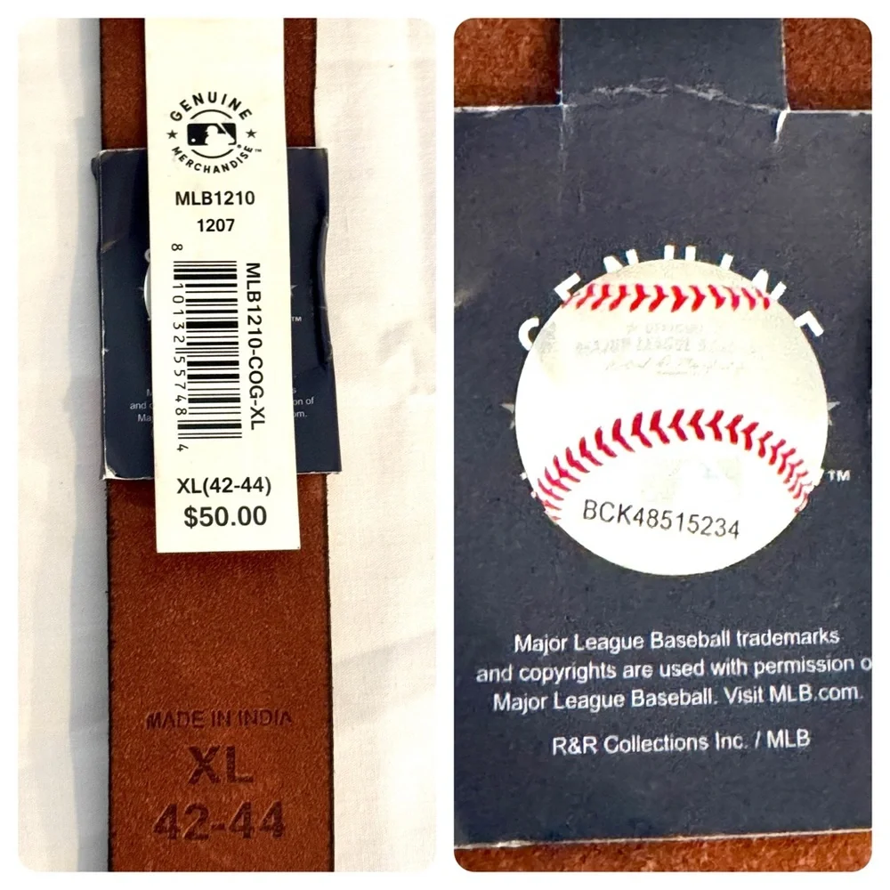 MLB Genuine Merch “San Diego Padres” Team Men’s Leather Belt, Cognac XL NWT - Picture 4 of 6